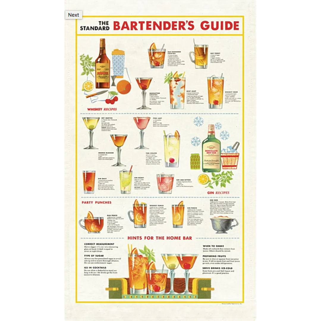 Bartender&#39;s Guide Tea Towel