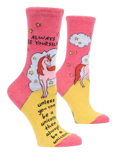 Always Be A Unicorn Ladies Socks Blue Q Clothing
