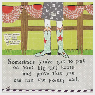 Big Girl Boots Encouragement Card Curly Girl Designs Cards