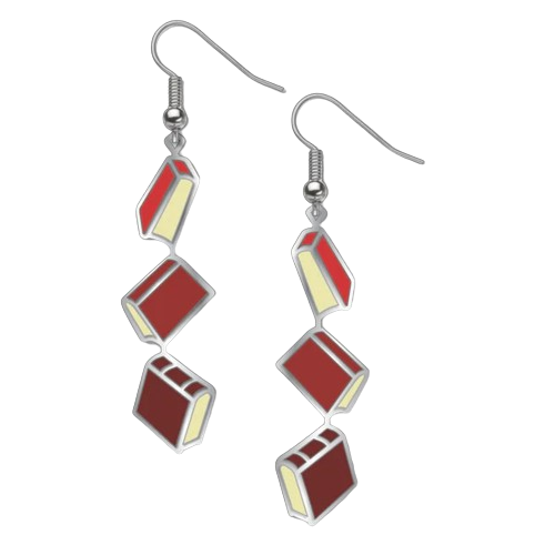 Books - Red Accents Earrings