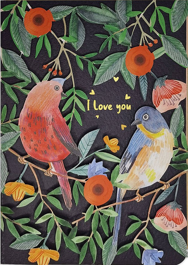Diecut Two Birds Valentine Card