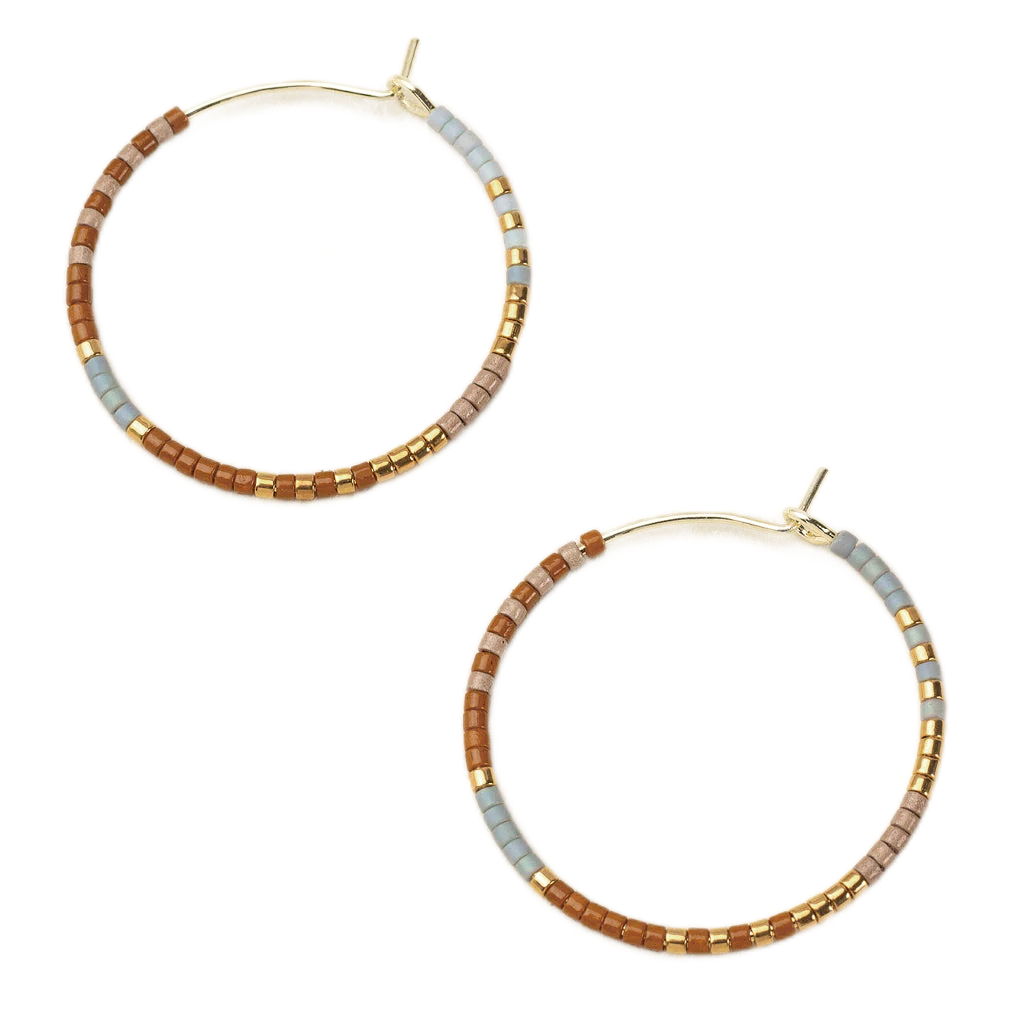 Chromacolor Miyuki Small Hoop Earrings - Desert Multi/Gold