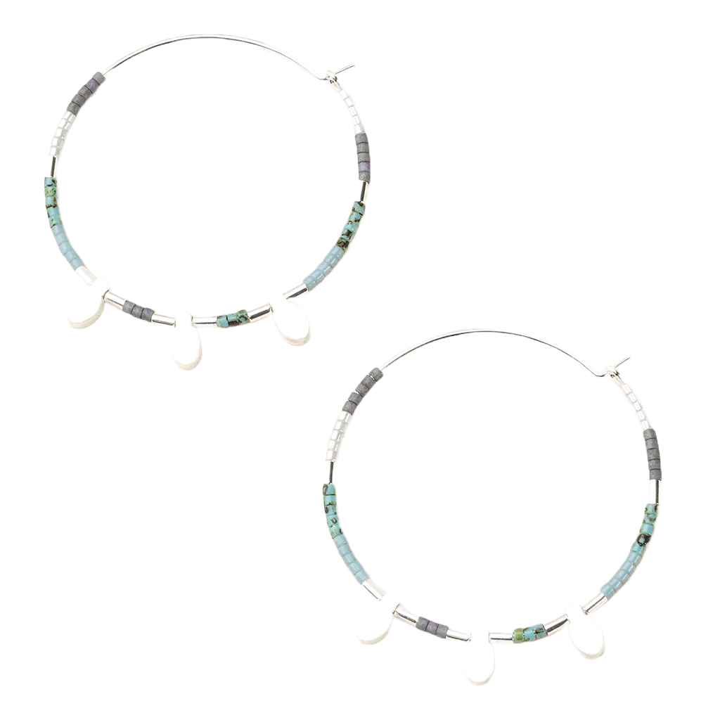 Chromacolor Miyuki Large Hoop Earrings - Turquoise Multi/Silver