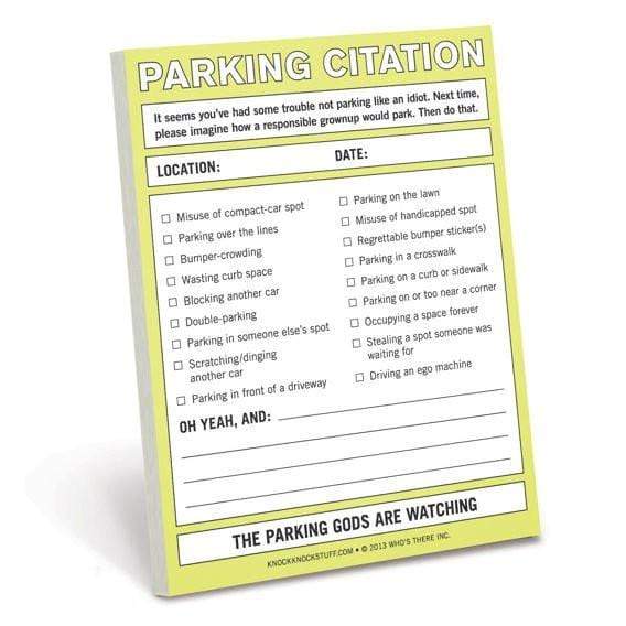Parking Citation Nifty Notes Knock Knock Paper Goods
