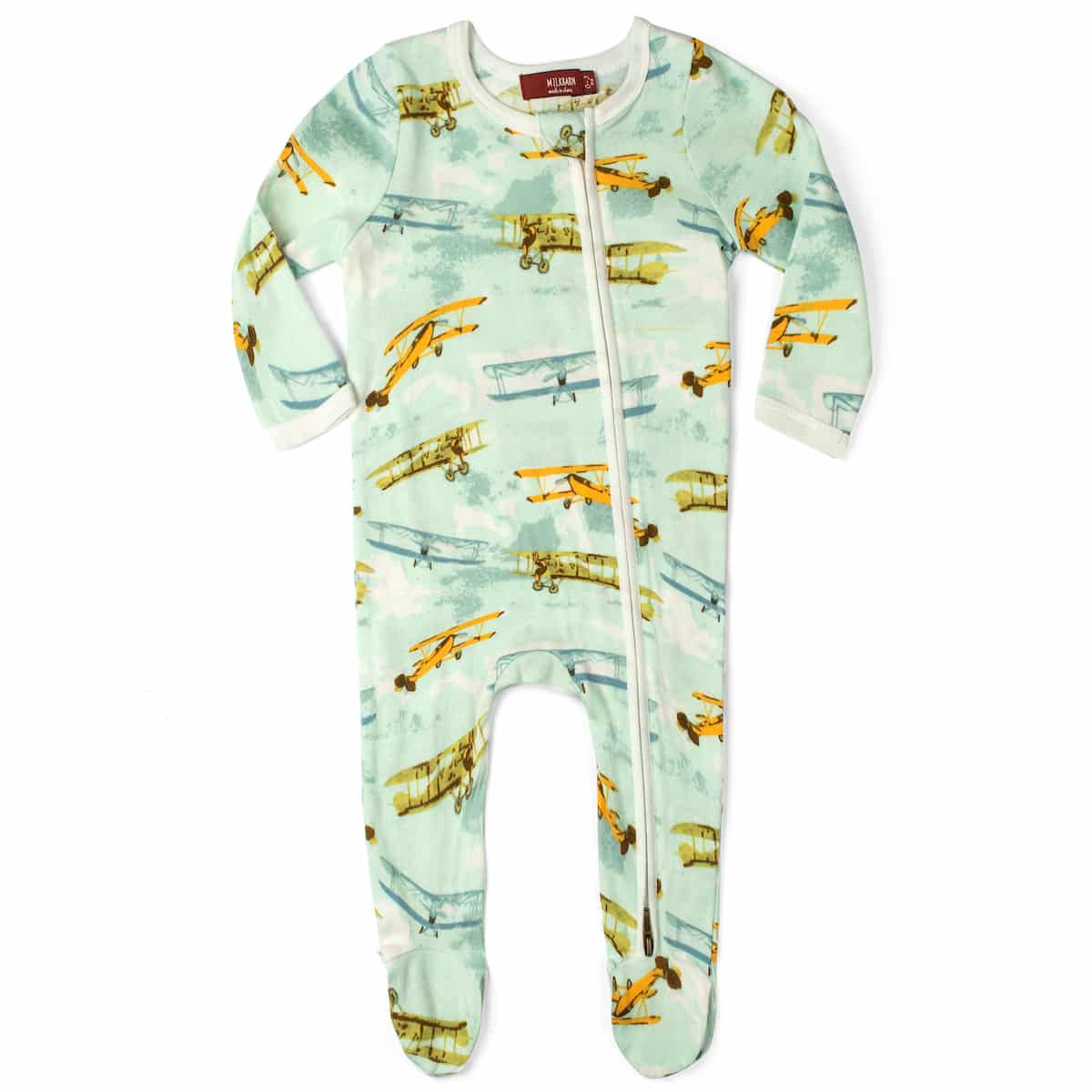 Vintage Planes Zippered Footed Romper 3-6 M