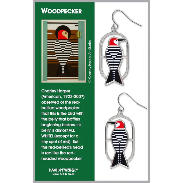 Charley Harper&#39;s Woodpecker Earrings