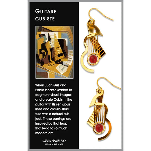 Cubist Guitar Gold Earrings