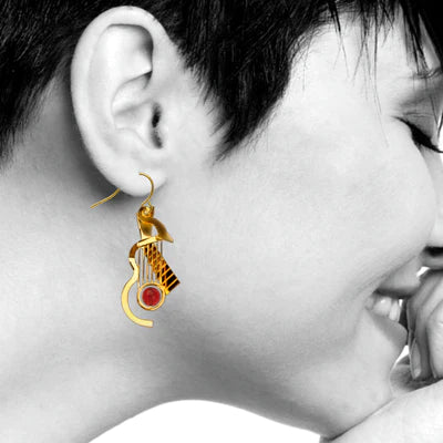 Cubist Guitar Gold Earrings