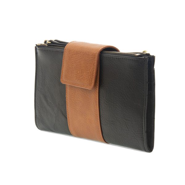 Camryn Color Block Crossbody Wallet - Black/Chicory