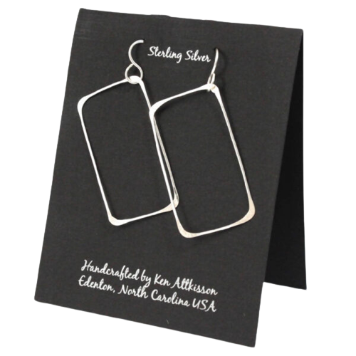 Sterling Silver Large Rectangle Earrings - ER08