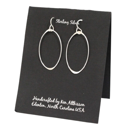 Sterling Silver Medium Oval Earrings - ER341
