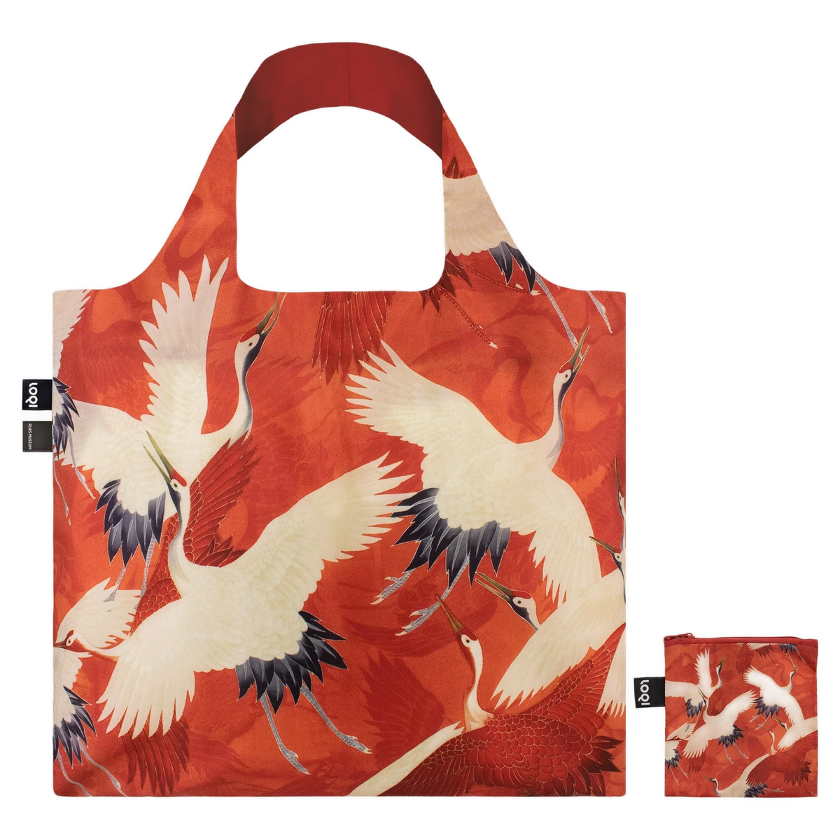 White and Red Cranes Reusable Tote Bag