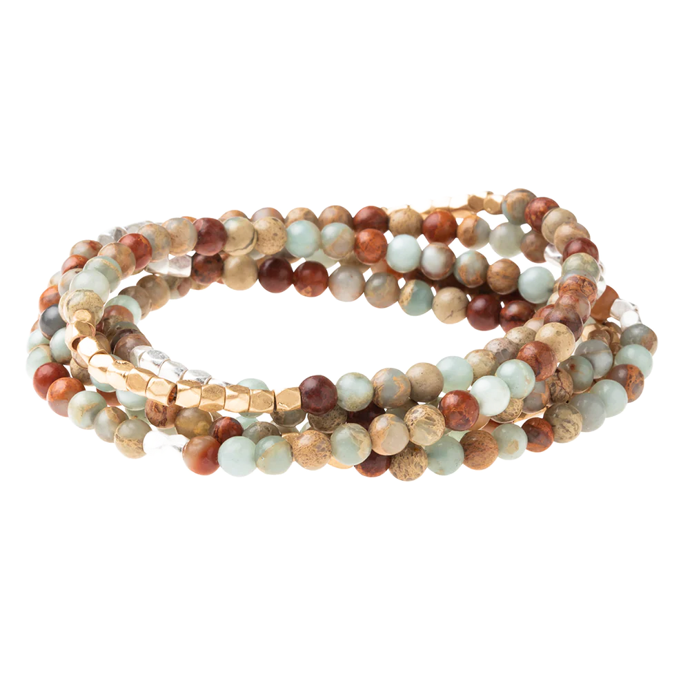 Stone Wrap Bracelet/Necklace - Aqua Terra