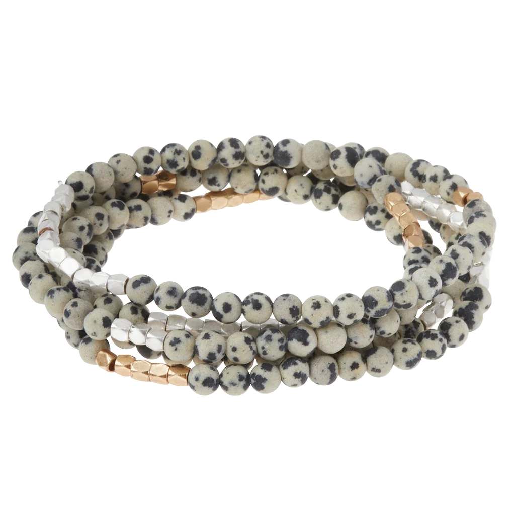 Stone Wrap Bracelet/Necklace - Dalmatian Jasper