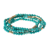 Stone Wrap Bracelet/Necklace - Turquoise/Gold