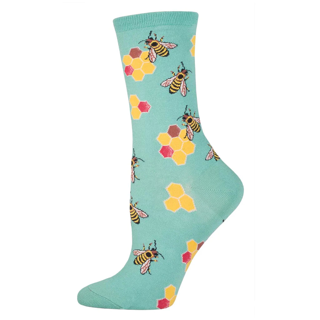 Busy Bees Socks - Seafoam