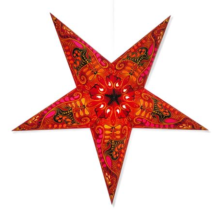 Filigree Hanging Star Lantern - Red