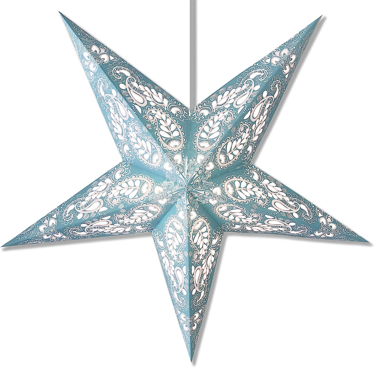 Paisley Space Hanging Star Lantern - Turquoise