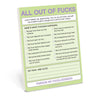 All Out of Fucks Nifty Note Pad Knock Knock Paper Goods