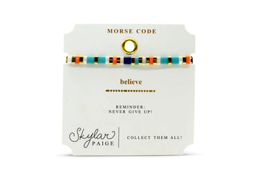 Morse Code Tila Beaded Bracelet - Believe Skylar Paige Jewelry
