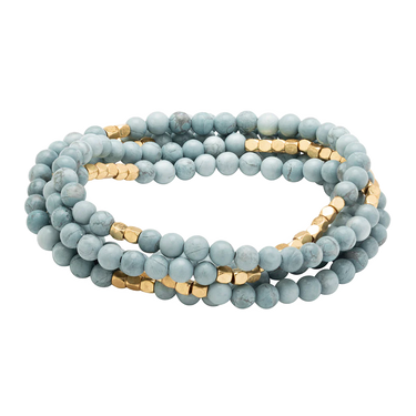 Stone Wrap Bracelet/Necklace - Blue Howlite/Gold Scout Curated Wears Jewelry