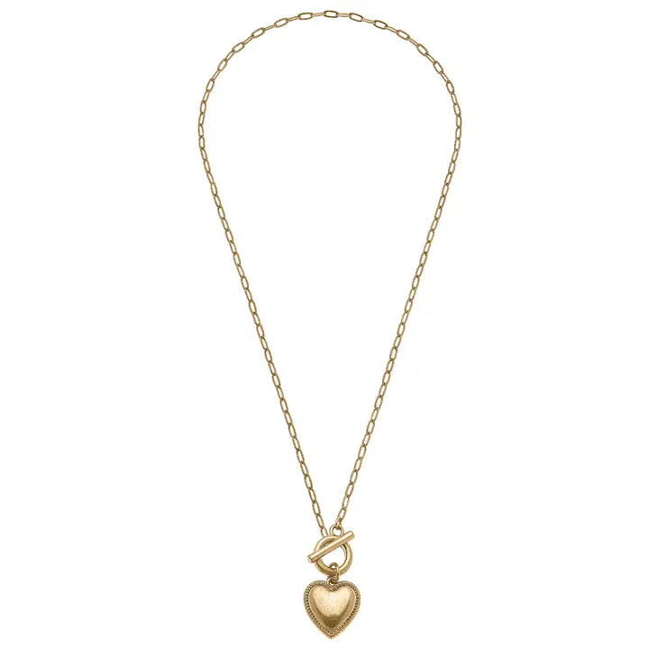 Edie Puffed Heart Gold Necklace