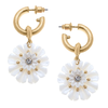 Eleanor Mother of Pearl Flower Gold Drop Hoop Earrings