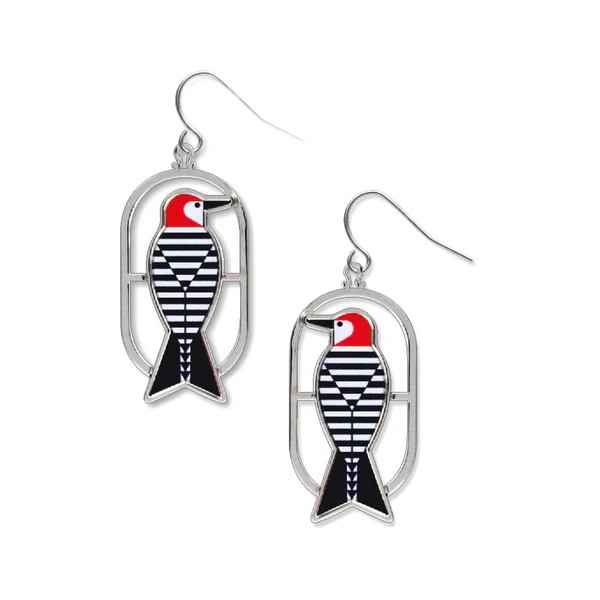 Charley Harper&#39;s Woodpecker Earrings