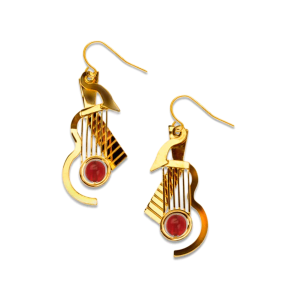 Cubist Guitar Gold Earrings