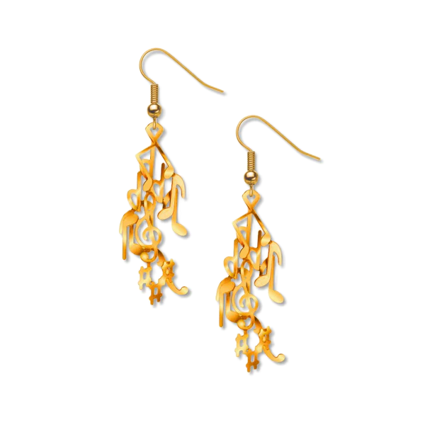 Musical Notes Gold Earrings
