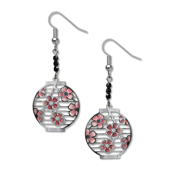 Japanese Cherry Blossom Lantern Earrings