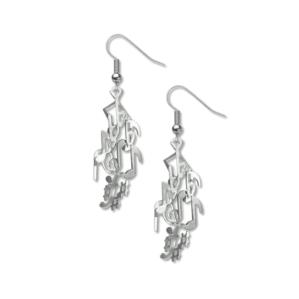Musical Notes Silver Earrings