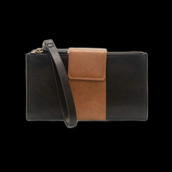 Camryn Color Block Crossbody Wallet - Black/Chicory