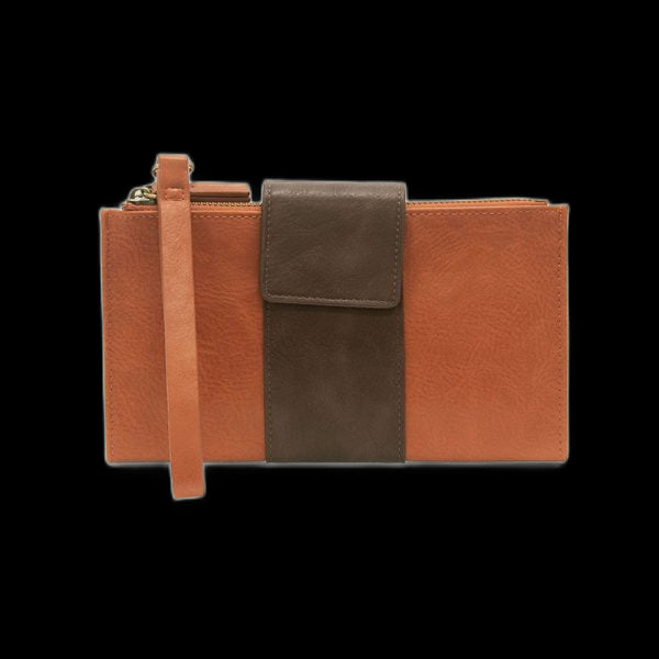 Camryn Color Block Crossbody Wallet - Burnt Orange/Dark Oak
