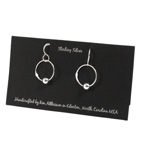Sterling Silver Small Circle w/Bead Earrings - ER35