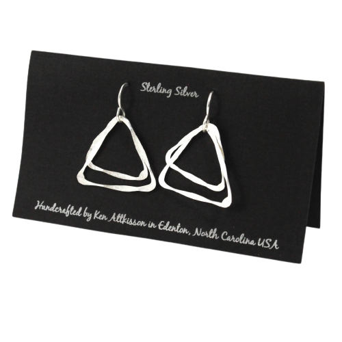 Sterling Silver Hammered Double Triangle Earrings - ER415