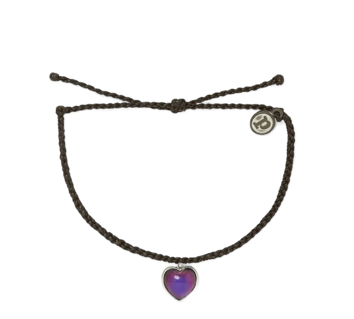 Silver Heart Mood Charm Bracelet - Black