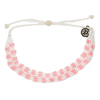 Woven Seed Bead Checkered Bracelet - Pink/White
