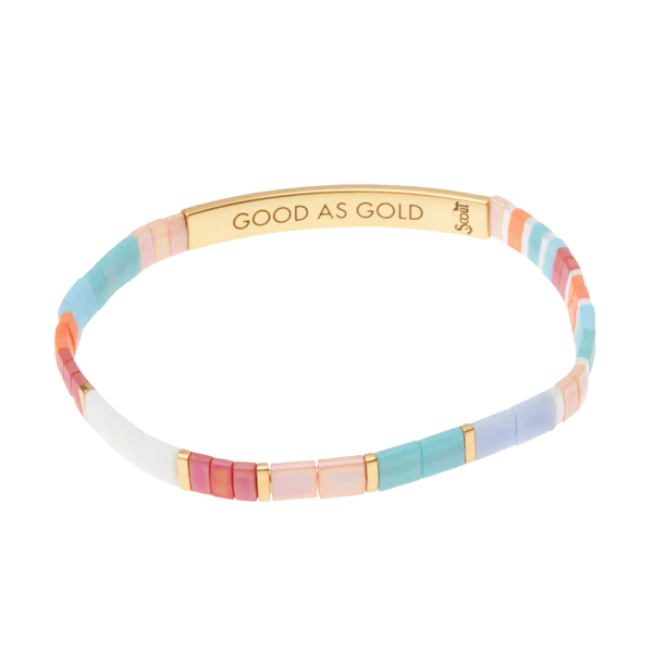 Good Karma Miyuki Bracelet - Good As Gold-Aqua/Gold