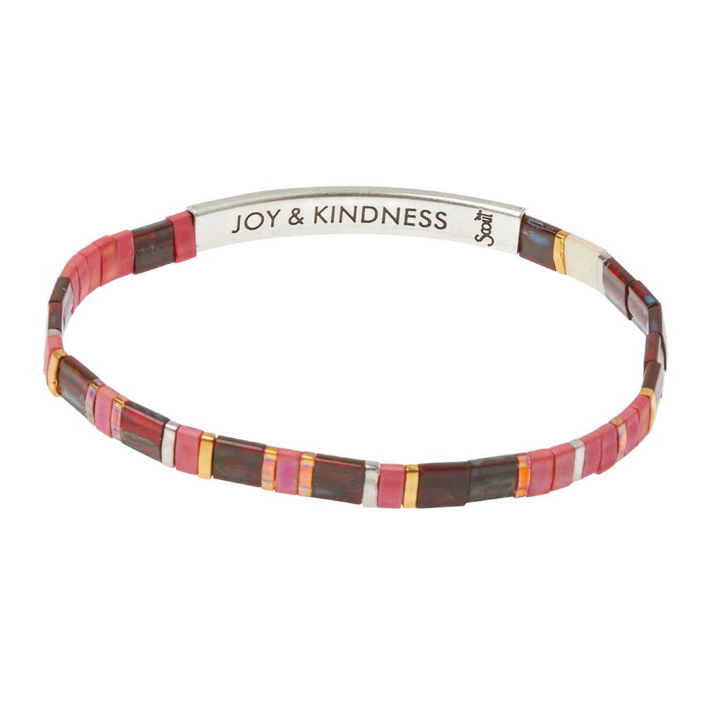 Good Karma Miyuki Bracelet - Joy &amp; Kindness-Mulberry/Silver