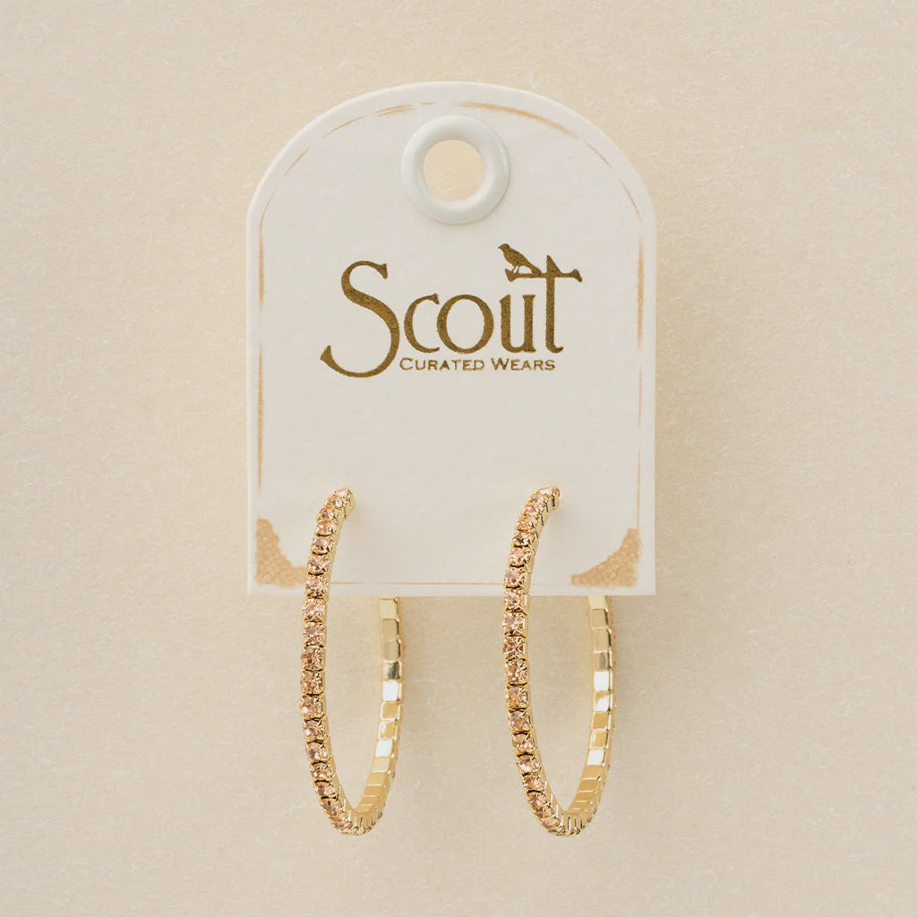 Sparkle &amp; Shine Small Rhinestone Hoop Earrings - Champagne / Gold