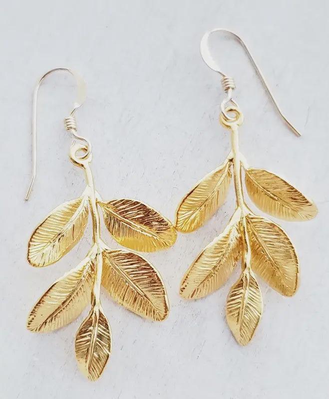 Gold Matte Organic Branch Earrings