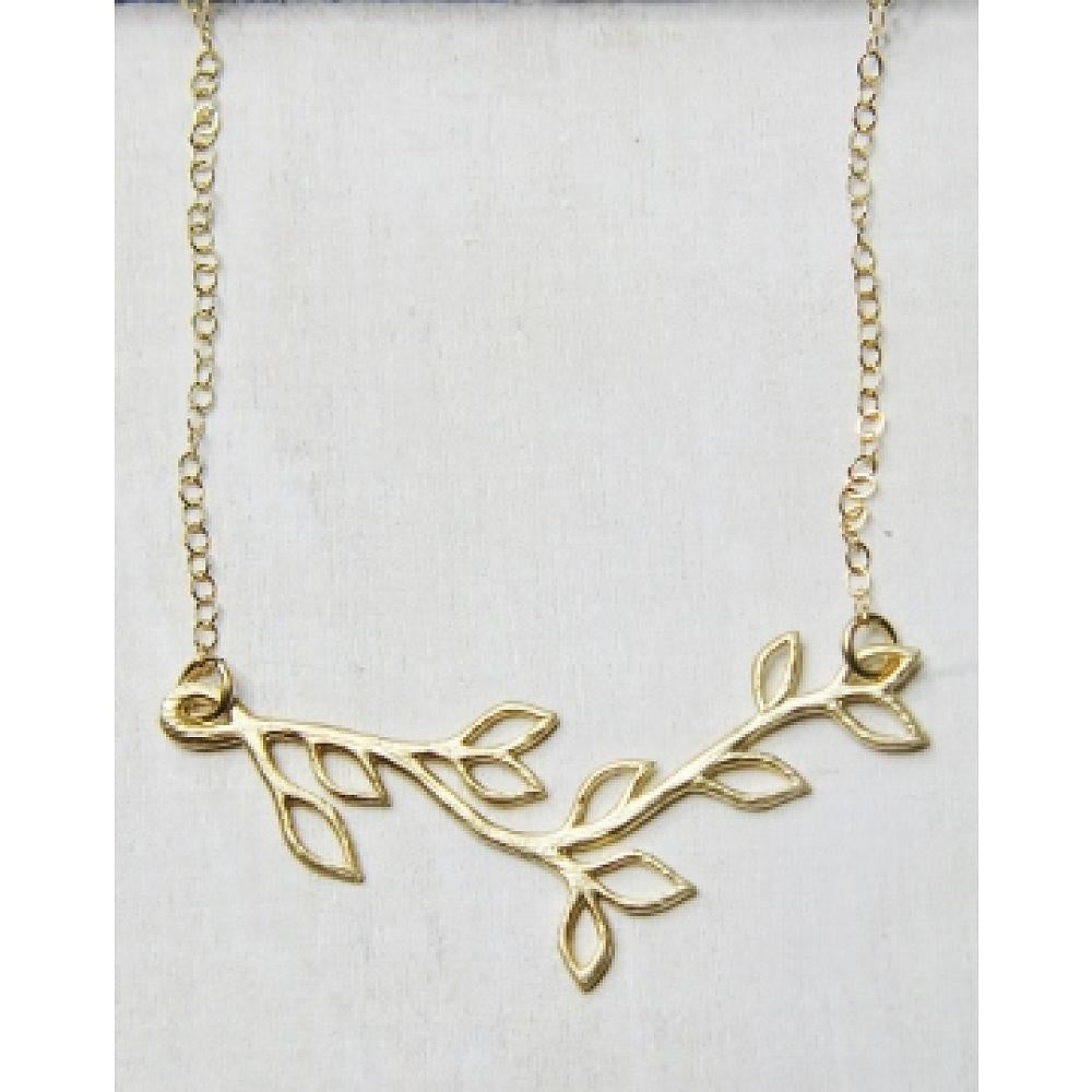 Gold Matte Vine Twigs Necklace
