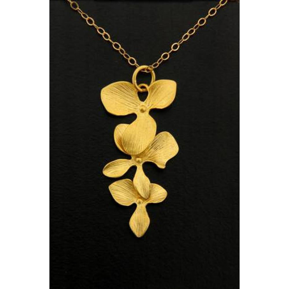 Gold Orchid Cascade Necklace