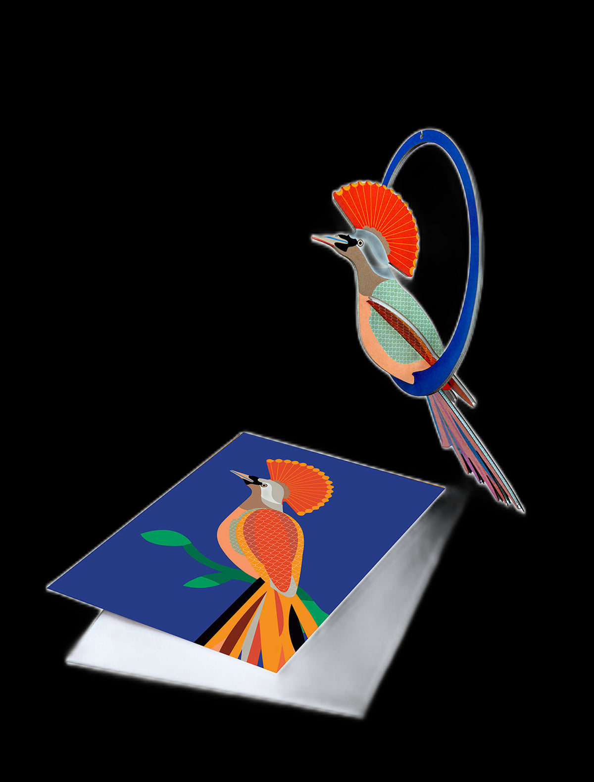 Swinging Crowned Obi Paradise Bird Pop Out Card