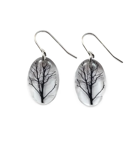 Small Oval Tree Earrings