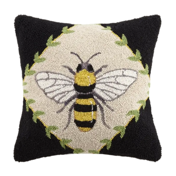 Bumblebee w/Black Background Hook Pillow 18x18