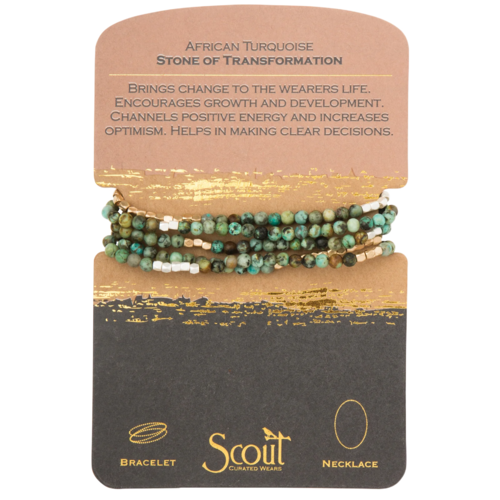 Stone Wrap Bracelet/Necklace - African Turquoise