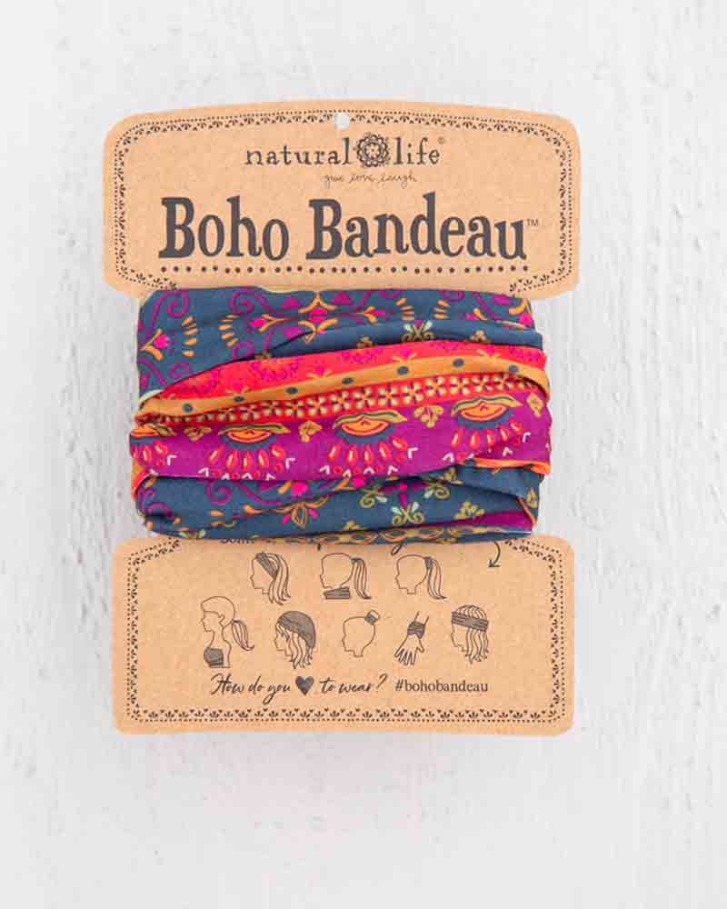 Boho Bandeau - Navy Red Flowers Natural Life Accessories