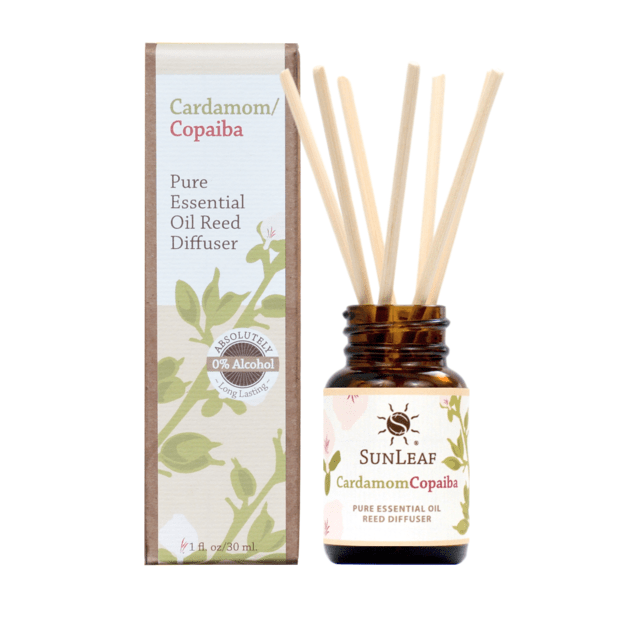 Essential Oil Reed Diffuser - Cardamom/Copaiba 1 oz SunLeaf Naturals LLC Candles &amp; Home Fragrance